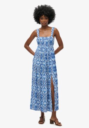 Maxi-jurk met Strik op de rug Blauw Grootte: 38