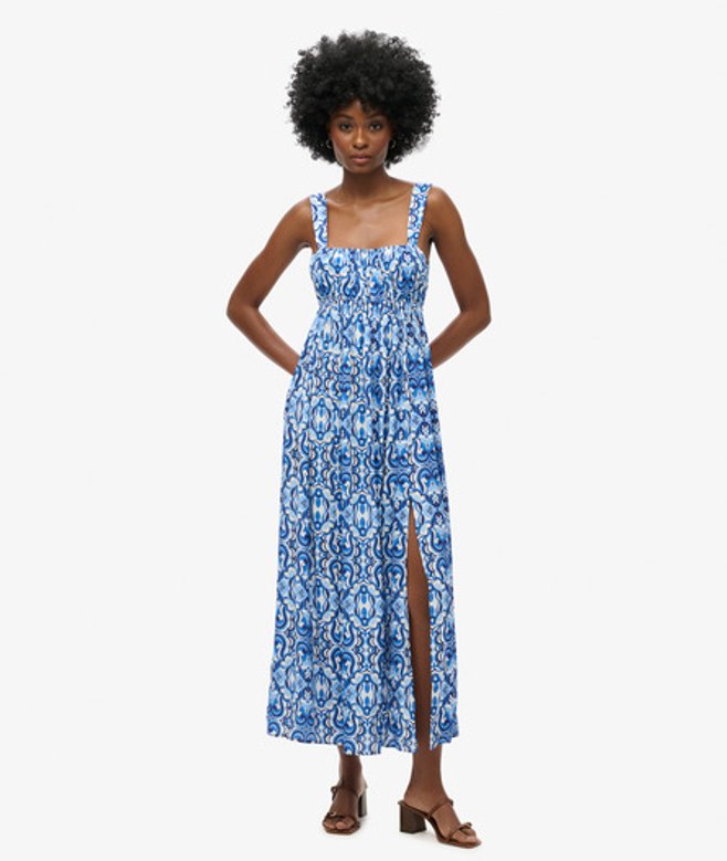 Maxi-jurk met Strik op de rug Blauw Grootte: 44