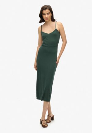 Jersey Jurk met Open Achterkant Groen Grootte: 38