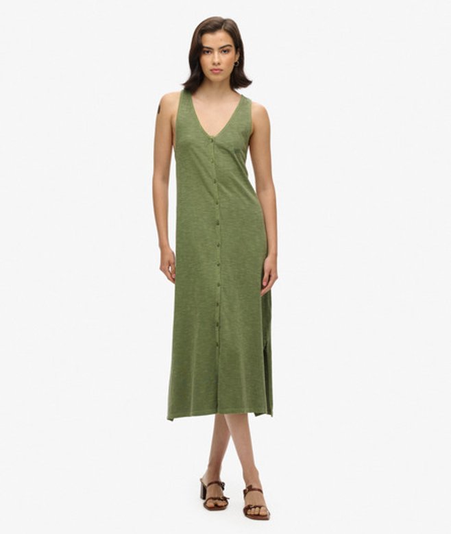 Beach Jersey Midi-jurk Khaki Grootte: 36