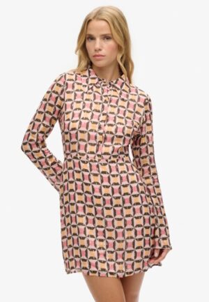 Minihemdjurk met Print Roze Grootte: 44