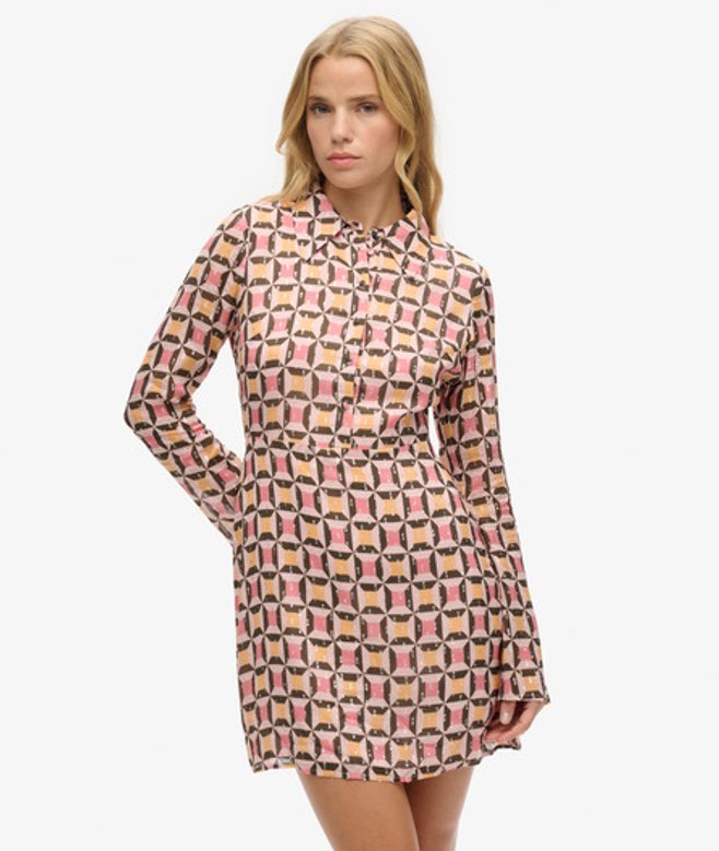 Minihemdjurk met Print Roze Grootte: 38