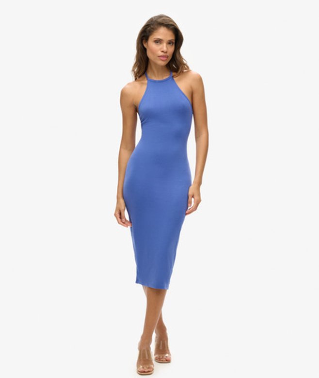 Jersey Midi-jurk met T-rug Blauw Grootte: 38