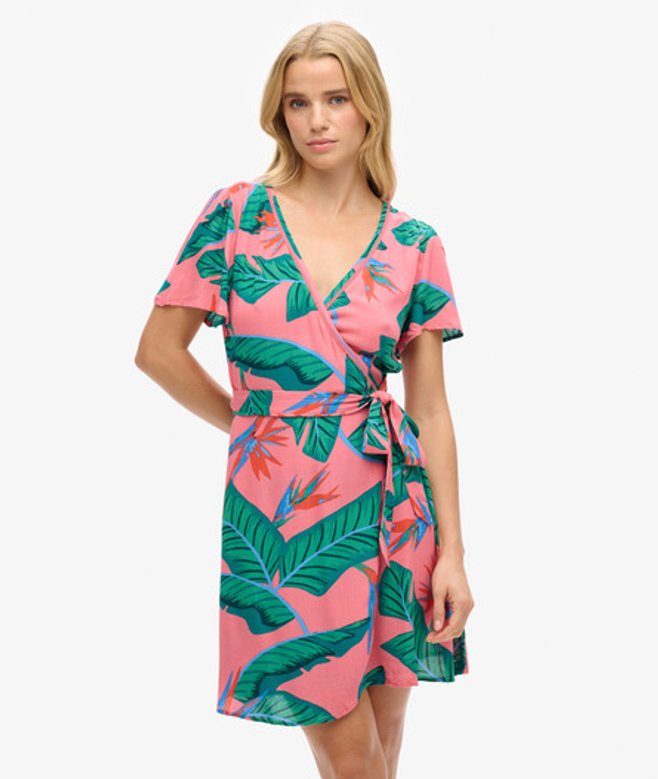 Mini-wikkeljurk met Print Roze Grootte: 36