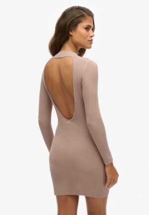 Rugloze Bodycon Mini-jurk Bruin Grootte: 38