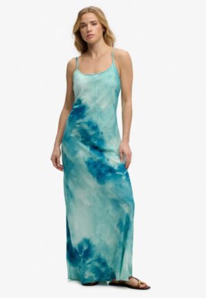 Geprinte Maxi Slipdress Light Blue Grootte: 38