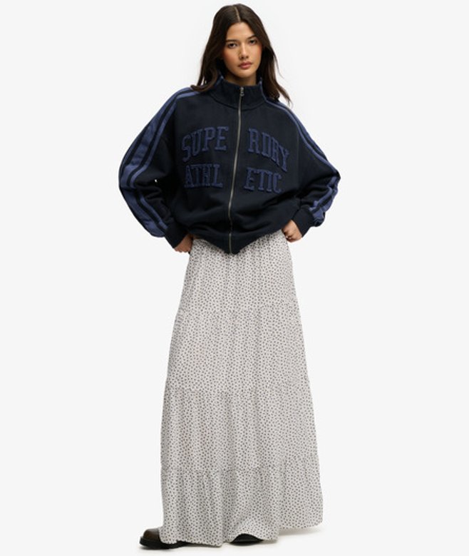 Geweven Gelaagde Maxi Rok White Grootte: 34