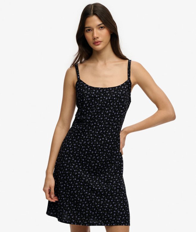 Geprinte Cami Minijurk Black Grootte: 44