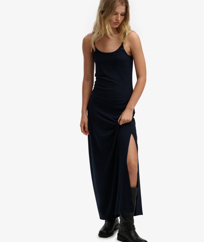 Maxi Jersey Cami Jurk Blauw Grootte: 38