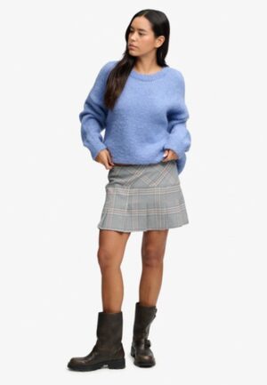 1/2 Pleat Check Rok Relaxed Pasvorm Grijs Grootte: 44