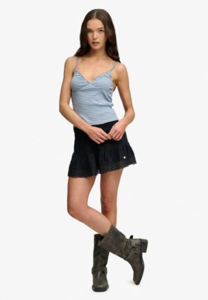 Ibiza Mini Rok Relaxed Pasvorm Blauw Grootte: 34