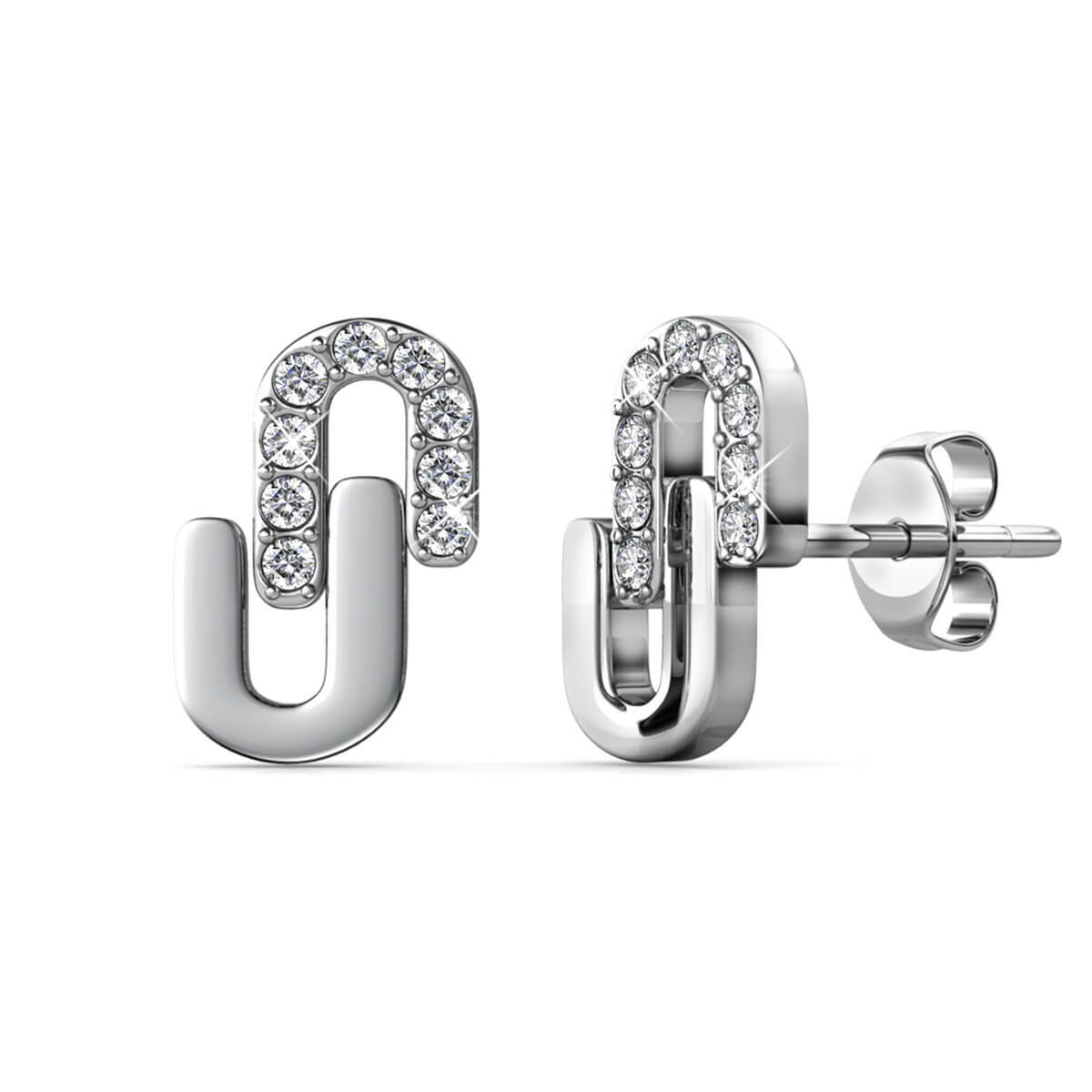 Union Oorbellen - Zilver en Kristal