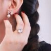 Hexagon oorbellen - zilver en kristal - Afbeelding 2