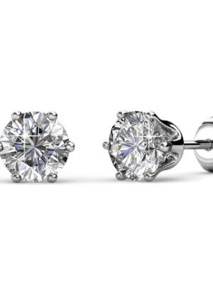 Solitaire L-oorbellen - Zilver en kristal
