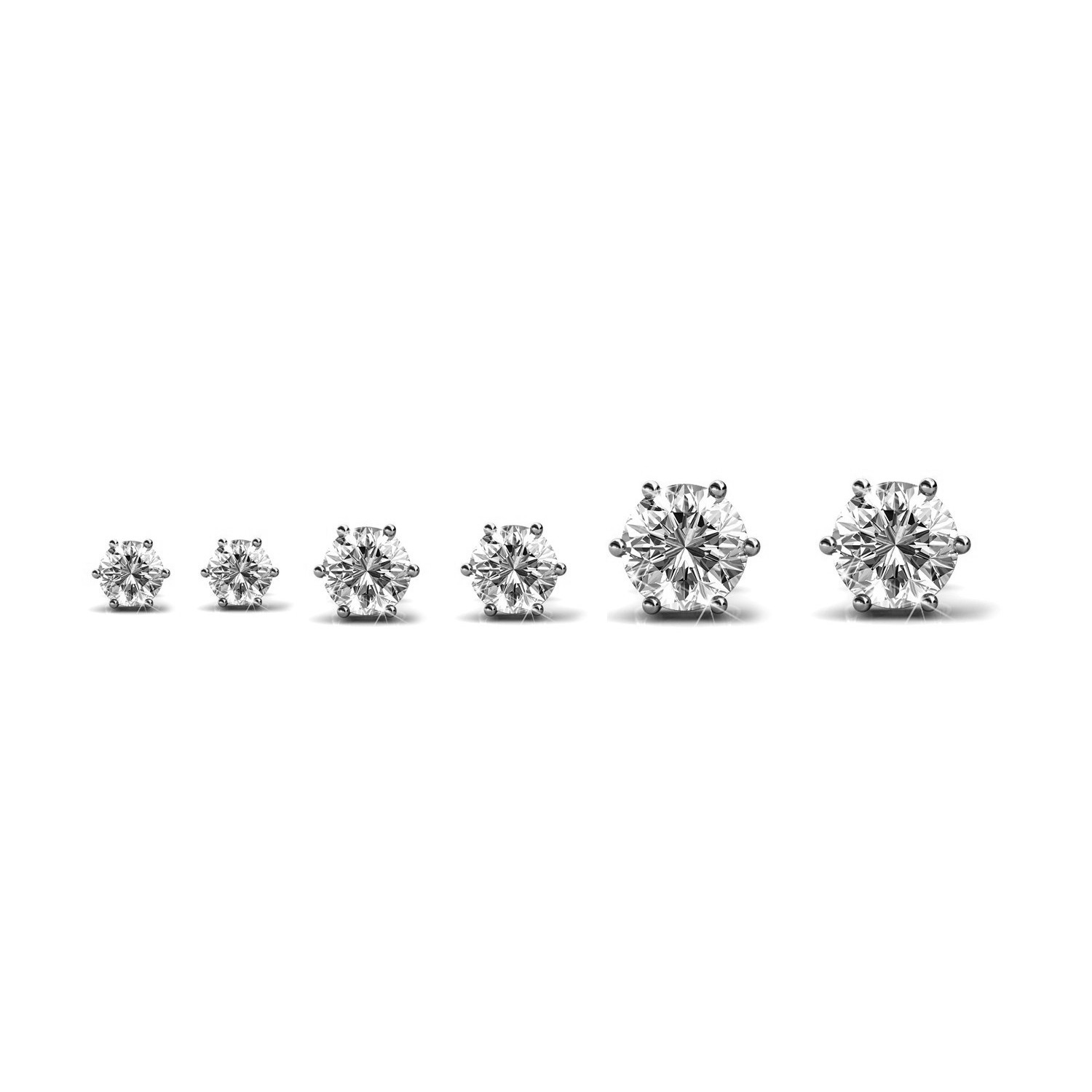 Solitaire oorbellen S, M, L - Zilver en kristal
