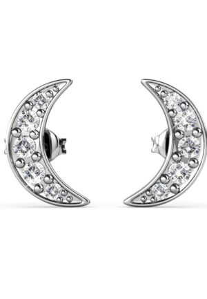 Alternative view of Halve maan oorbellen - zilver en kristal