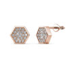 Hexagon oorbellen - roségoud en kristal