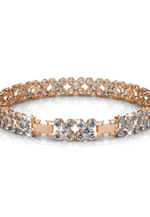 Bloemige armbanden - Roségoud en kristal