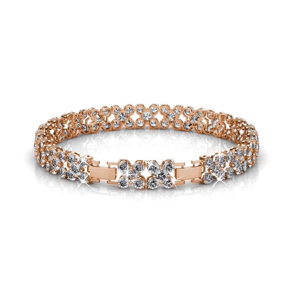 Bloemige armbanden - Roségoud en kristal