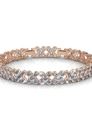 Alternative view of Bloemige armbanden - Roségoud en kristal