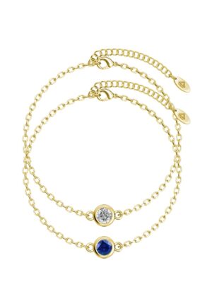 Geboortesteen armbanden - Goud, kristal en blauw