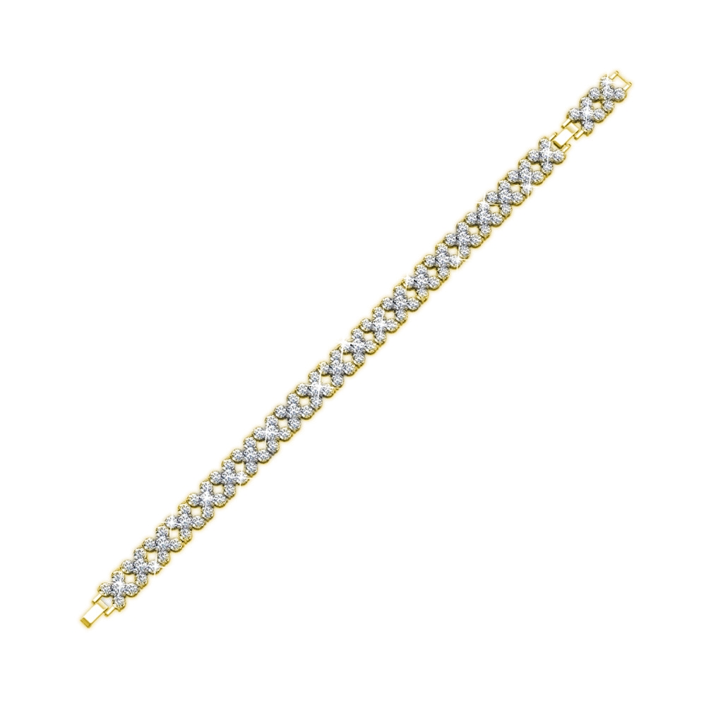 Bloemige armbanden - Goud en kristal - Afbeelding 2