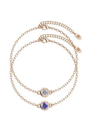 Geboortesteenarmbanden - Roségoud, kristal en paars