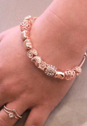 Alternative view of Stralende Charm Armbanden - Roségoud en Kristal