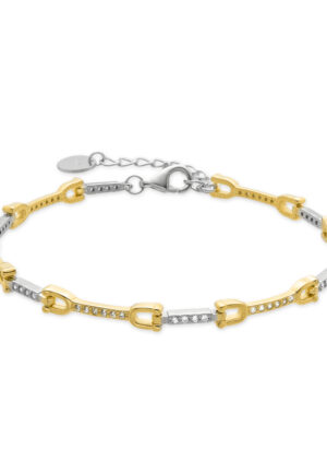 Luxenter 925 sterling zilveren armband met glanzende zirkonia afgewerkt in 18k geelgoud - Azhla