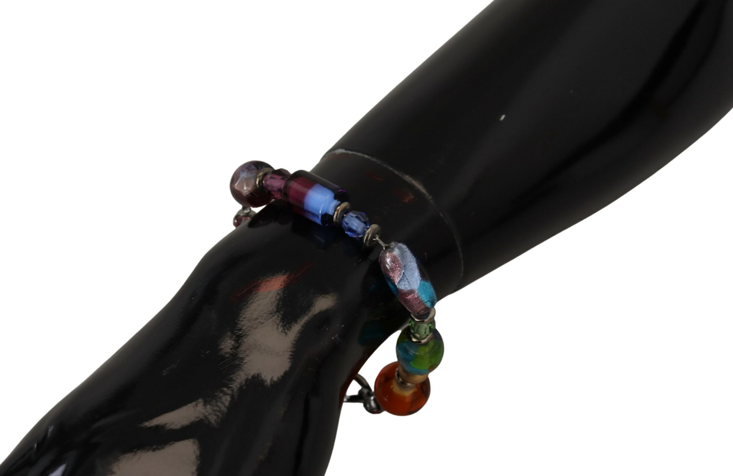 multikleurige zilveren ketting met messing kralen en kreeftsluiting armband - Afbeelding 2