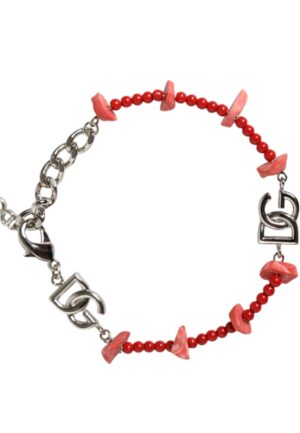 Zilverkleurige Messing Kralen Hars DG Logo Schakelarmband
