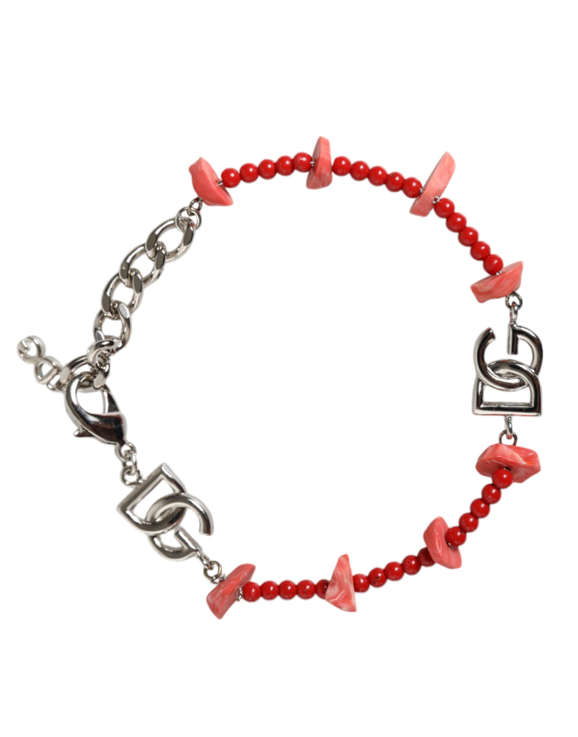 Zilverkleurige Messing Kralen Hars DG Logo Schakelarmband