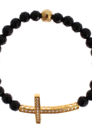 Nialaya Agaatsteen Gouden CZ Kruis 925 Zilveren Armband