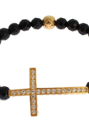 Alternative view of Nialaya Agaatsteen Gouden CZ Kruis 925 Zilveren Armband