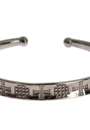 Nialaya Grijze Rhodium 925 Zilveren Bangle Armband