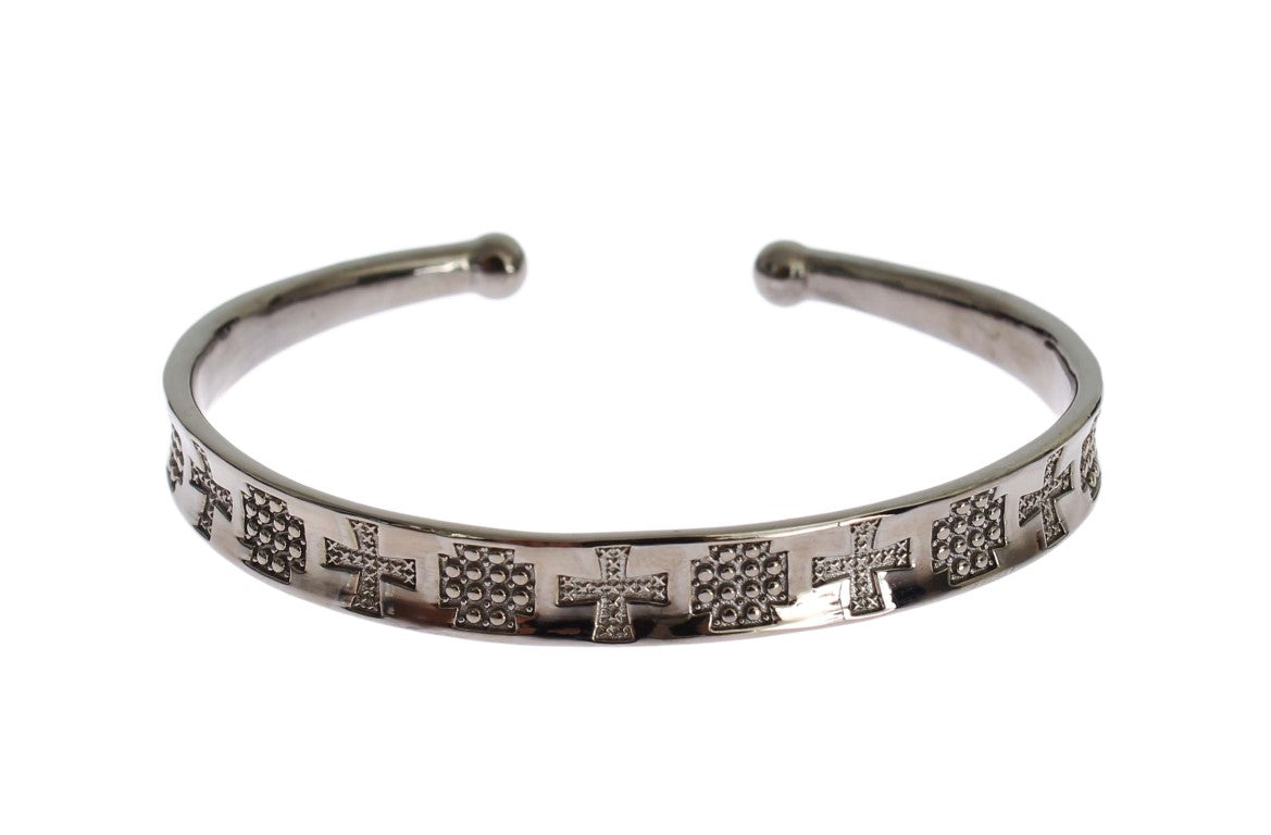 Nialaya Grijze Rhodium 925 Zilveren Bangle Armband