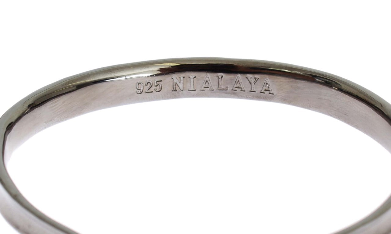 Nialaya Grijze Rhodium 925 Zilveren Bangle Armband - Afbeelding 2