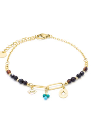 Luxenter Onyx Hydrothermale Kwarts armband afgewerkt in 18K geel goud- Geribd