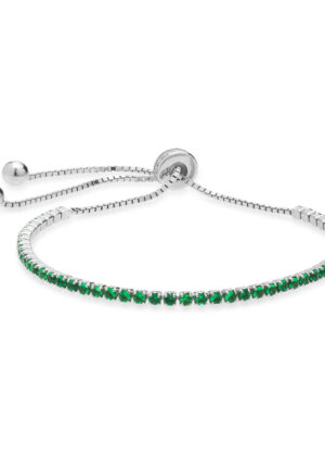 Luxenter 925 Sterling zilveren armband met gerhodineerde smaragd zirkonia - Leythor