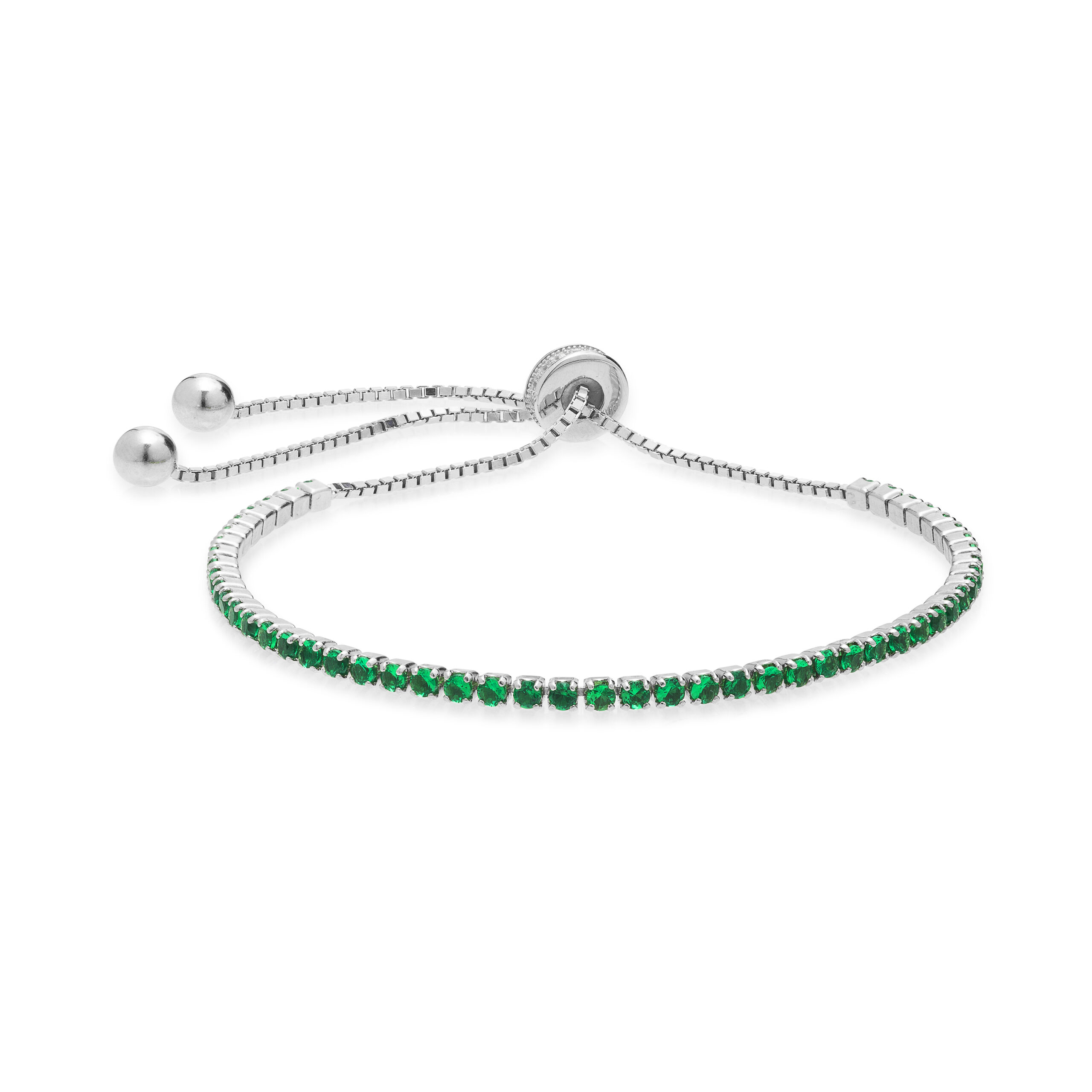 Luxenter 925 Sterling zilveren armband met gerhodineerde smaragd zirkonia - Leythor