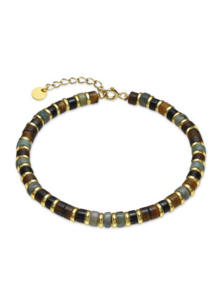 Luxenter Sterling Zilver 925 en Tijgeroog armband in 18k goud afwerking - Ryhu