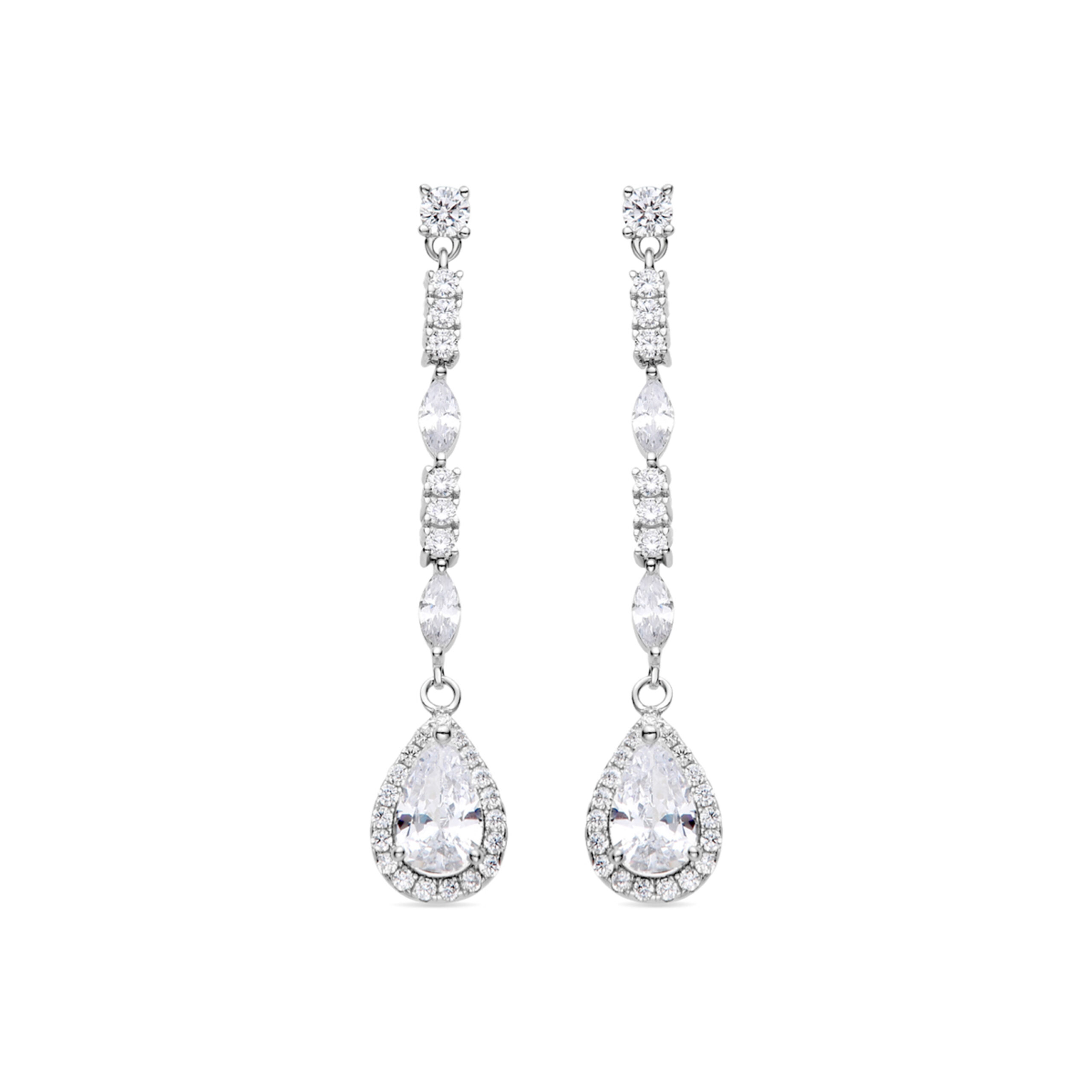 Luxenter Oorbellen van 925 sterling zilver en glanzende zirkonia met rhodiumafwerking - Ridya