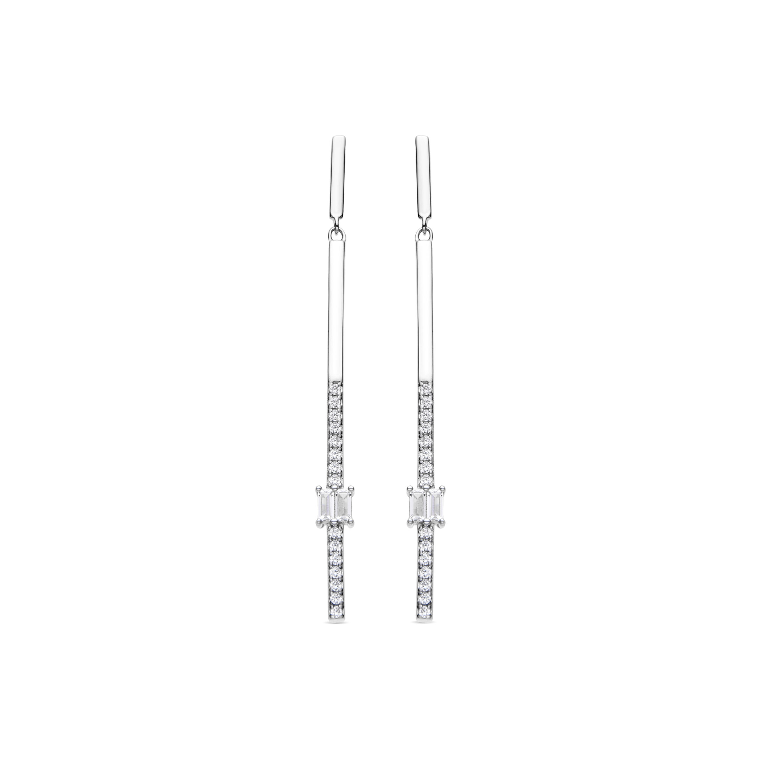 Luxenter Oorbellen van 925 sterling zilver met glanzende zirkonia en rhodiumafwerking - Yacko