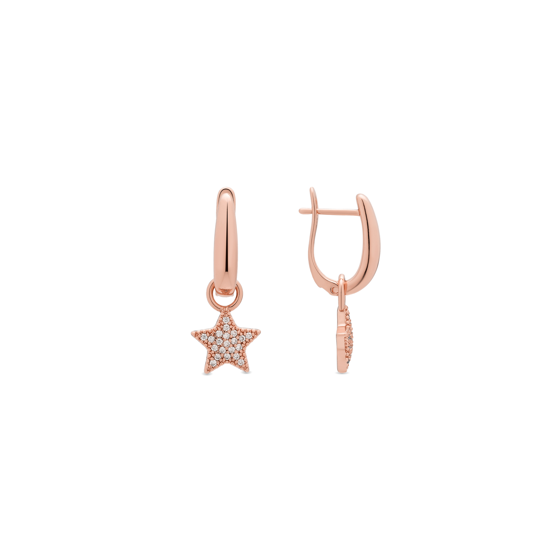 Luxenter Alloy Metal en Brilliant Zirconia oorbellen afgewerkt in 18 karaats roségoud - Maliard