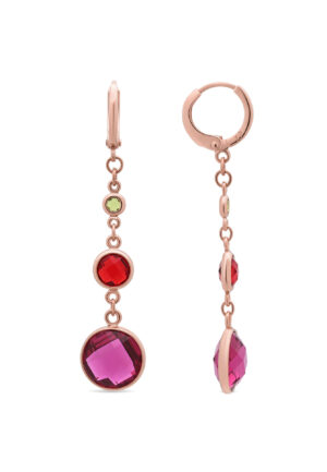 Luxenter oorbellen in metaallegering en multicolor zirkonia, afgewerkt in 18 karaat roségoud - Huis