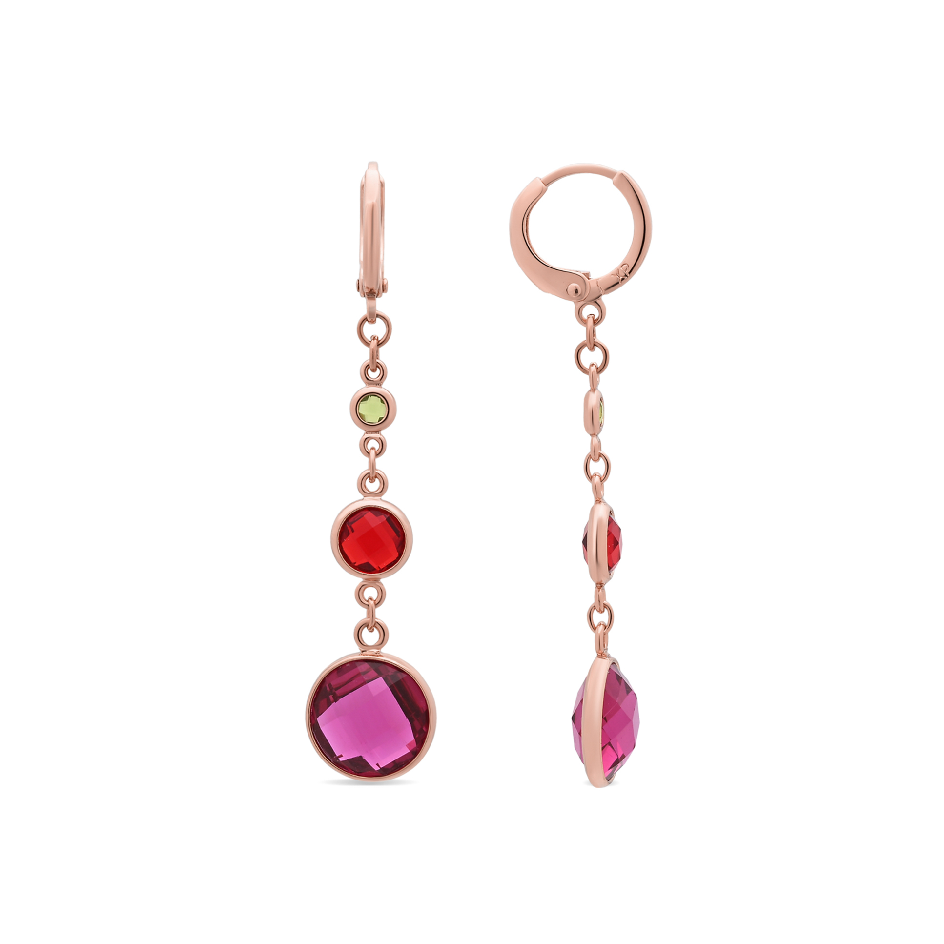 Luxenter oorbellen in metaallegering en multicolor zirkonia, afgewerkt in 18 karaat roségoud - Huis