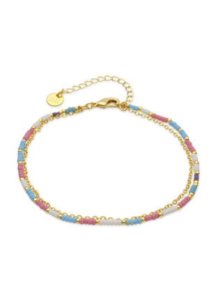 Luxenter armband in metaallegering en roze kristal, afgewerkt in 18 karaats geelgoud - Zasau