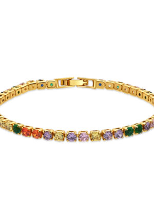 Luxenter armband in metaallegering en multicolor zirkonia, afgewerkt in 18 karaat geelgoud - Jyamia