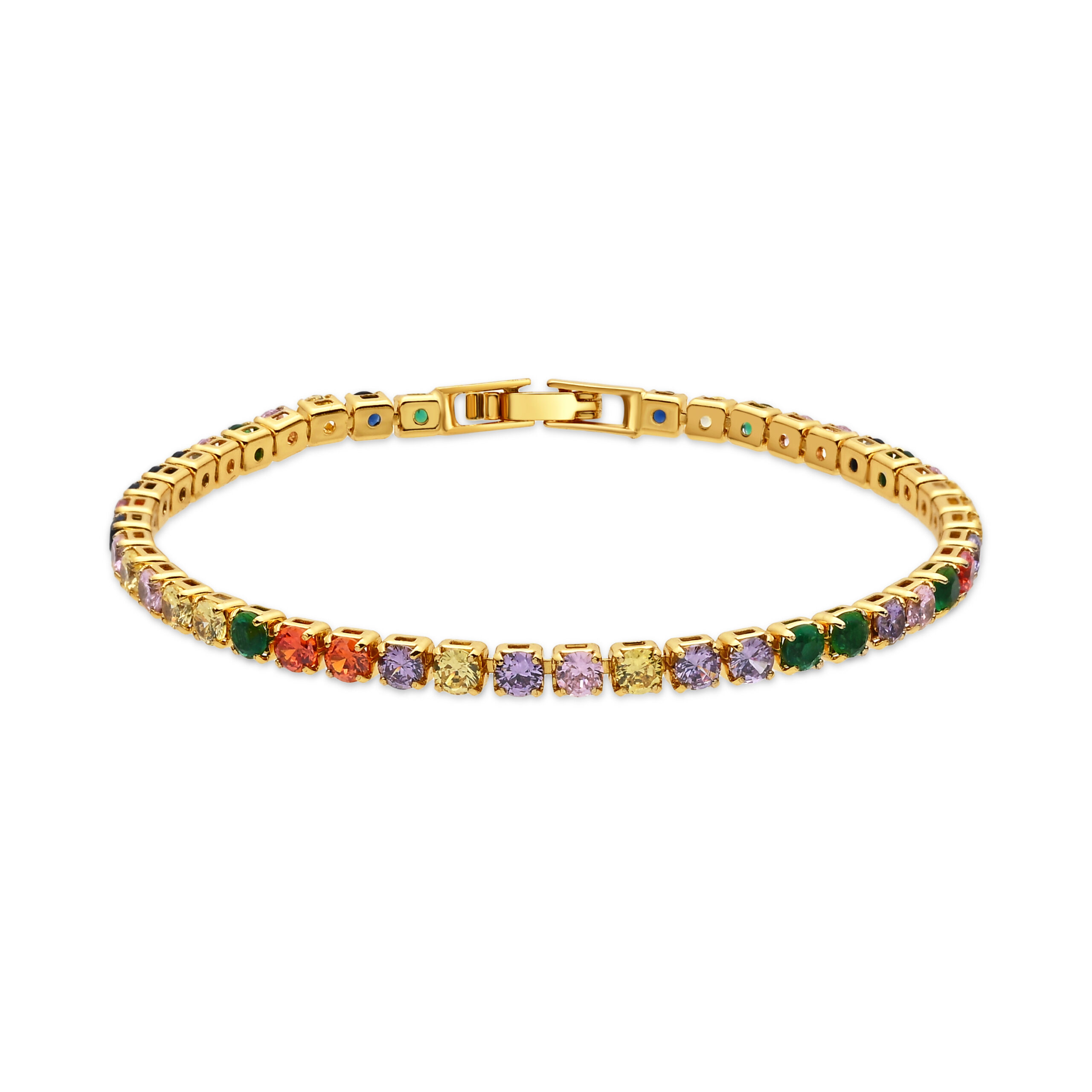 Luxenter armband in metaallegering en multicolor zirkonia, afgewerkt in 18 karaat geelgoud - Jyamia