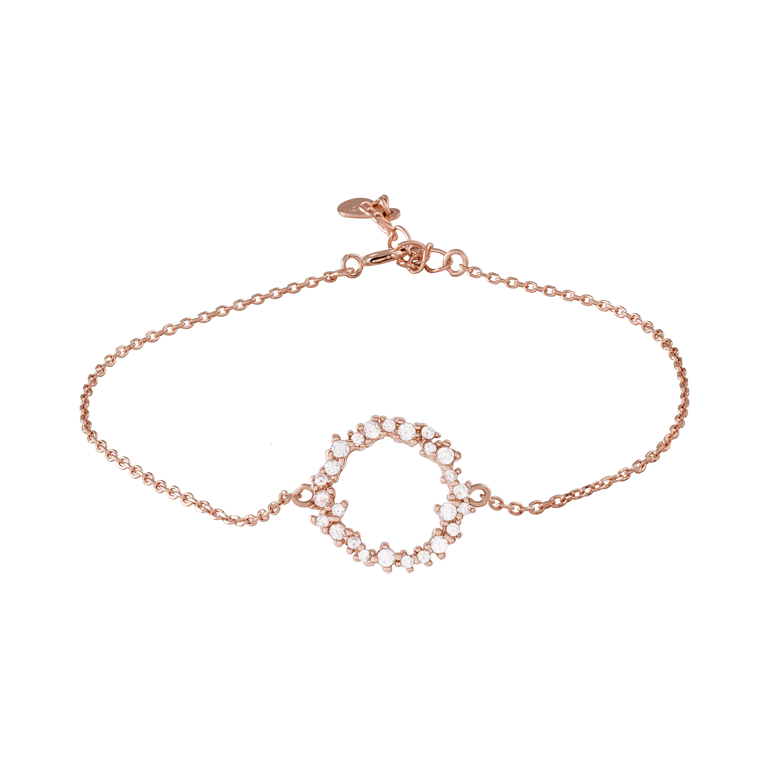 Luxenter 925 Sterling zilveren armband met glanzende zirkonia afgewerkt in 18K roségoud - Thilak